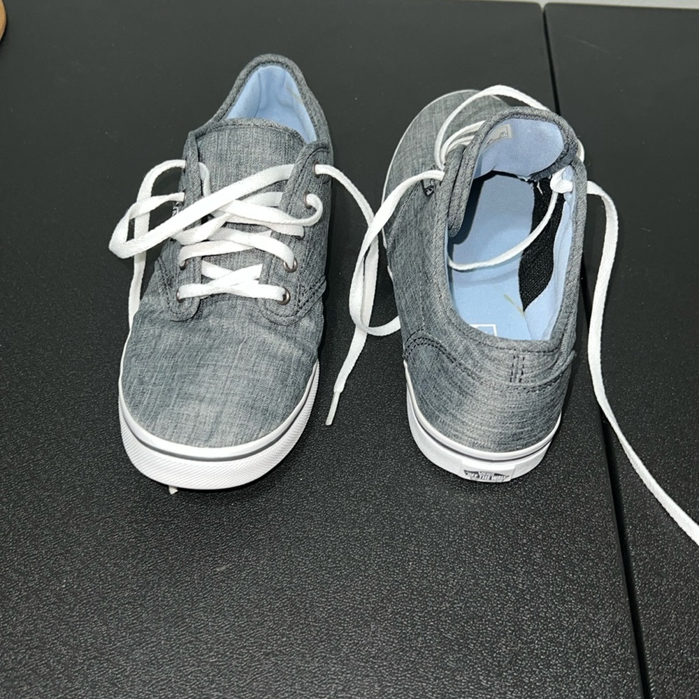Vans Women Authentic Off The Wall Pewter Grey Black Size 6.5 Low Top Denim